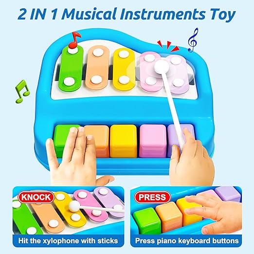 Shipra Play House blue colour 2 in 1 mini piano & xylophone